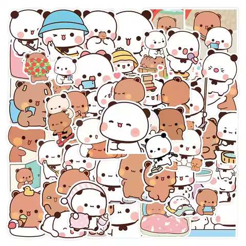 10/30/50/100pcs Cute Bubu and Dudu Cartoon Stickers Kawaii Bear Couple Decal DIY Guitar Luggage Lapt