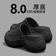 2025新款厚底增高拖鞋女夏季8.0cm矮个子凉拖鞋外穿一字拖女9厘米Increase the platform flip-flops and wear non-slip beach shoes ou