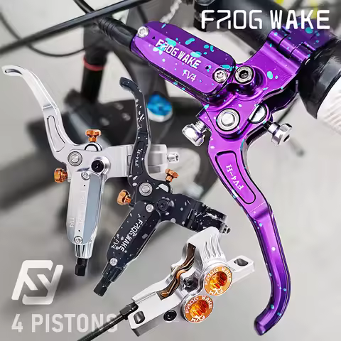 Frog Wake Mountain Bike Hydraulic Disc Brake 4 Piston Front Rear FV4-H Aluminum InLine Lever Bicycle