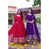 Faux Georgette Gown with Duppatta