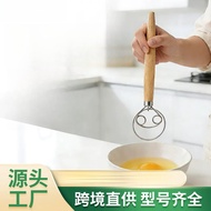 43cm Oak Handle Flour Beater Flour Beater Denmark Dough Stirring Rod Stainless Steel Coil Egg Beater