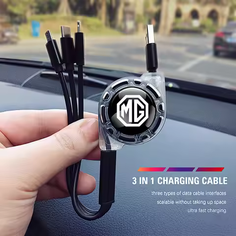 3 In 1 Micro USB Type C Charging Cable Multi Charger For Morris Garages MG ZS 5 7 6 Cyberster MG4 EV
