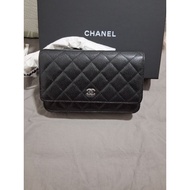 Chanel Classic Wallet on Chain in Black / SHW