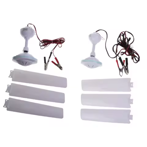 DC12V Portable Ceiling Fan 19.7”/27.5'' Mini Hanging Ceiling Fan 3 Leaves Camping Tent Fans for Outd