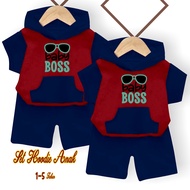 set hoodie anak laki laki baby boss terbaru setelan baju tangan pendek celana pendek usia 1-5 tahun