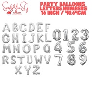 [SG SELLER] 16 inch / 40.64cm Birthday Party Foil Balloons Letters and Numbers in Silver