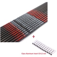 12Pcs 30นิ้วคาร์บอน Arrow Shafts กระดูกสันหลัง300 400 500 600 700 OD 7.6มม.ID 6.2มม.สำหรับ Arrow Sha