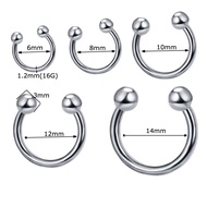16g Circular Barbell Ball Horseshoe Lip Nipple Septum Ring 6/8/10/12/14 MM Hoop