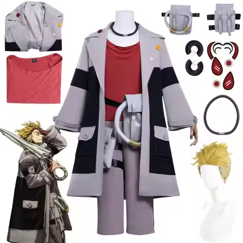 Anime Gachiakuta Enjin Cosplay Fantasia Costume Uniform Wig Jacket Waistbags Roleplay Outfits Hallow