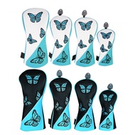 Golf Club Head Cover 4pcs Butterfly embroidery Fairway Wood Head Cover Wood Headcover 1/3/5/UT Drive