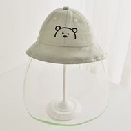 兒童防疫遮陽帽 可愛小熊款 2-5歲 防疫防飛沫 (面罩可拆卸) 淺綠