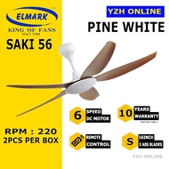 [2PCS PACK] ELMARK CEILING FAN  56" SAKI Remote Control DC Motor Pine White