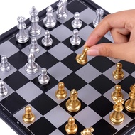 Medieval Chess Set With Chessboard 32 Silver Chess Pieces Portable Magnetic Board Set