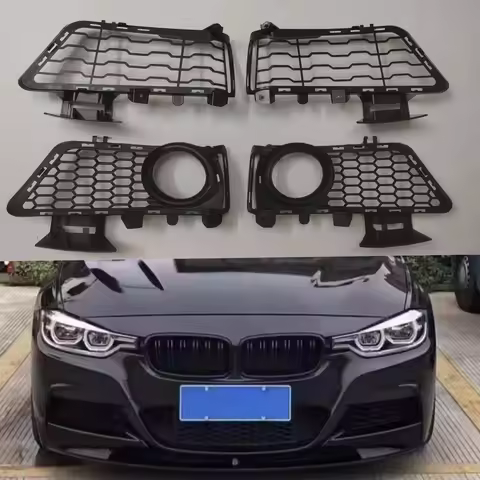 Front bumper fog light mesh grille frame for BMW 3 series F30 F31 F35 13-19 modified to MT style
