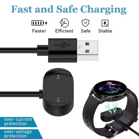 Charger for Amazfit Bip 5/ Bip 3 Pro/ GTS 4 Mini/ Bip U Pro/Active/ GTR 2/ GTS2 Mini/ GTS 2e/ T-Rex 