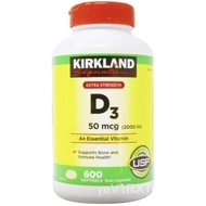 Kirkland Signature Extra Strength Vitamin D3 2000 I.U. 600 Softgels, Bottle