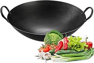 Cast Iron Wok for Stir Frys and Sautees, Large Wok Frying Pan Non-Stick, No Coating, Hand Hammered Chinese Traditional Wok, Kitchen Deep Fryer, Restaurant Chef Quality,70cm/ 28 inch () interesting