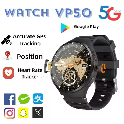 NEW VP50 SmartWatch 4G/5G Global Network Android IOS 1.95" AMOLED Display 1900mAh Long Battery Life 