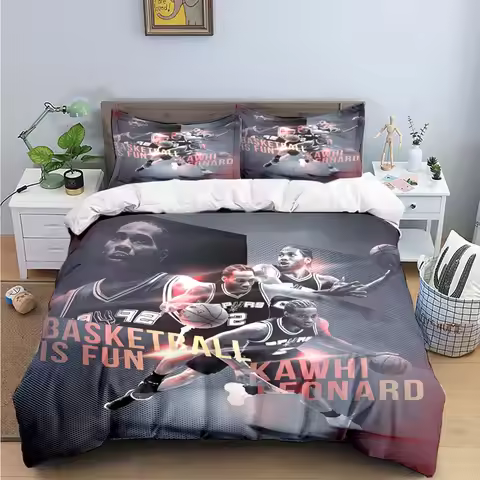 Fashion No2 Basketball Star K-Kawhi L-Leonard Print Bedding Sets Bed Supplies Set Duvet Cover Bed Co
