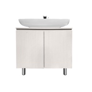 【MULTI】台灣製造工廠直營 瀑布出水龍頭+白臉盆+浴櫃(栓木)80cm