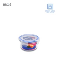 BROS Glass Container Click-In 2 Go Round (370ml) | High Durability Food Safe Glass Container