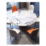 Italian Mild Luxury Marble Dining Table and Chair Assemblage Zone Turntable Rock Board round Modern Simple Home Dining Table