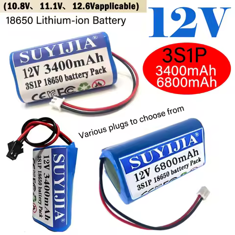 New 12V 3S1P Battery 3400mAh/6800mAh 12.6v 11.1v 18650 Lithium-ion Battery Pack Rechargeable Battery