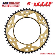 S-TEEL Rear Gold Spocket 525 - 47T / Motorcycle for BMW F800R 6x10, 5mm holes 6 fori da 10, 5mm (213