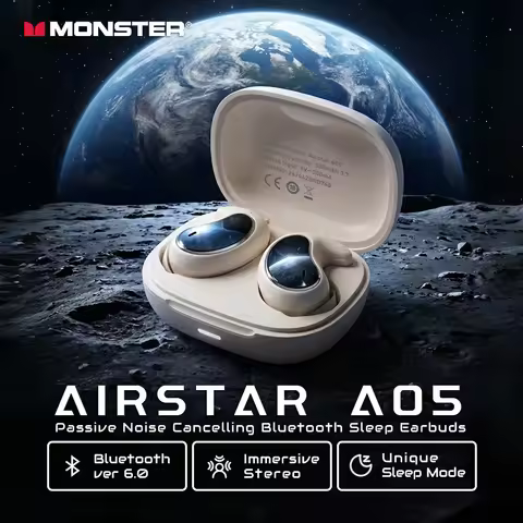 Monster A05 Sleep Earbuds for Side Sleeper Bluetooth 6.0 Invisible Passive Noise Reduction Powerful 