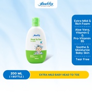 Anakku Baby Bath Extra Mild HEAD TO TOE  (200ml) | Sabun Mandian Bayi HEAD TO TOE HTT200