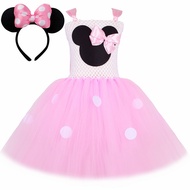 Girls Pink Red Minnie Tutu Dress Costume Polka Dot Toddler Girls Fancy Princess Dress Up Clothes Kid