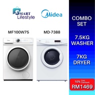 Midea Combo Set 7.5KG Washer MF100W75 + 7KG Dryer MD-7388