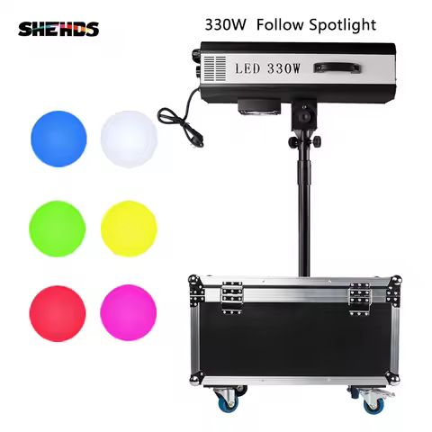 330W LED Follow Spot Light With Flight Case Follow Tracker Fresnel For Wedding/Theater Performance W