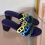 閒置新未使用Hermès愛馬仕高跟拖鞋 彩色豬鼻子裝飾 36碼 單品 無配件