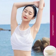 Breathable กีฬา Bra สําหรับผู้หญิงฤดูร้อนตาข่าย Splice Backless พร้อม Pad หน้าอกชุดชั้นในสําหรับฟิตเ