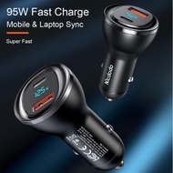 Mcdodo 95w Car Charger 2 Charging Ports 1 Port Type C + 1 Usb-A With Led Display Showing Value