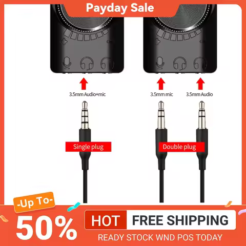 GS3 7.1 Channel USB Sound Card Adapter External Volume Adjustable Audio Jack Cable Mute Switch Adjus