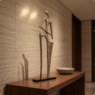 [tenlzsp0bc] Abstract Human Sculpture Elongated Standing Figure Ornament Marble Base Human Figure Sc