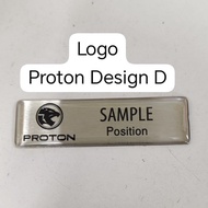 (design d) Proton Name tag 7 cm X 2 cm stainless steel Proton Name tag Proton E.Mas EMAS , PIN/MAGNE