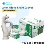 [Cloud Farmasi] [[10 Boxes x 100pcs]] Latex Powder Free Disposable Gloves