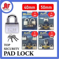 BLISS Heavy Duty Padlock 40mm / 50mm – Electro Coated Anti-Rust | Durable & Secure
