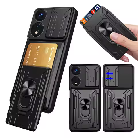 Camera Protect Case For OPPO A72 A73 A74 A76 A77 A78 A79 A92 A93 A94 A98 4G 5G Card Slot Armor Hybri
