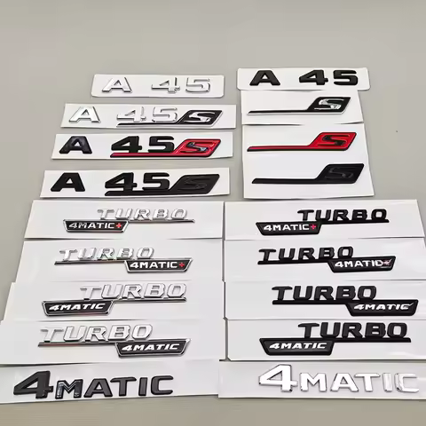 ABS Chrome Car Letters Logo A45 A45 S TURBO 4MATIC Stickers Rear Trunk Emblem Badge For Mercedes Ben