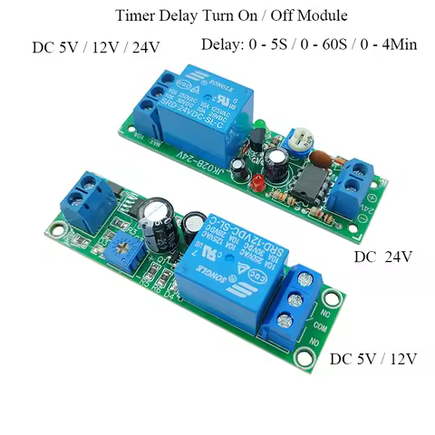 Time Delay Relay Module 5V 12V 24V Delay Monostable Relay Module Adjustatle 5s 60s 240S Turn On OFF 
