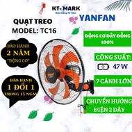 Hanging Fan TC16 - YANFAN- 100% copper wire motor - 7 Premium Large Blades 47W - Black and Black Ora