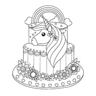 Unicorn Cake Coloring Pages - Set of 10 A4 A5 Coloring Pages for Wax and Pencil Coloring Pages - COL