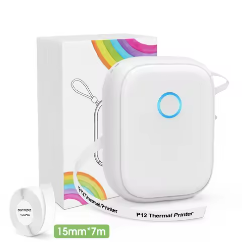 No Ink Label Printer P12 Bluetooth Thermal Printer Portable Adhesive Name Sticker Printer Mini Label