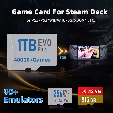 Game Card for Steam Deck Handheld Latest Batocera 40 System Plug & Play 40000+ Retro Games for PS3/P