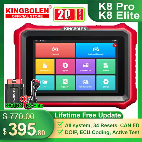 2026 Newest KINGBOLEN K8 PRO K8 Elite Car Diagnostic Tool Online ECU Coding 34 Reset Bi-directional 