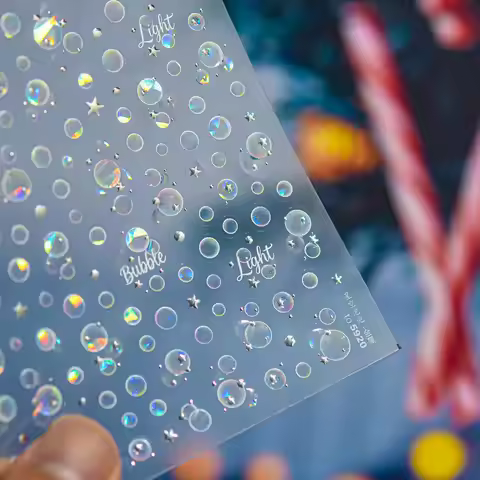 Dreamy Bubble Nail Decorations Sticker 5D Shell Light Bubble Design Self adhesive Stickers For DIY 3